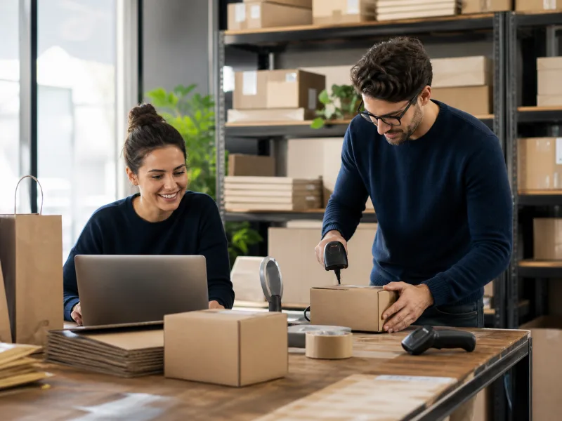 An ecommerce fulfilment team preparing orders and reviewing store operations